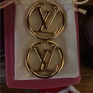Louis Vuitton Gold Logo Earrings